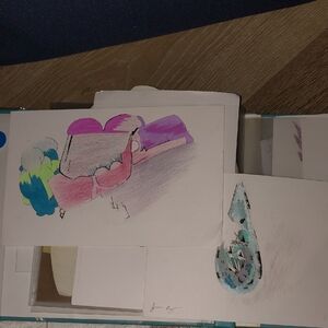 Vibrant Abstract Art Print with Pink and Blue Hues